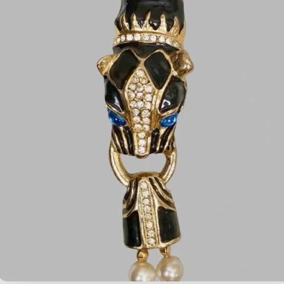 Park Lane Panther Jaguar Double Strand Faux Rhinestone Necklace Gold Tone - Picture 11 of 16